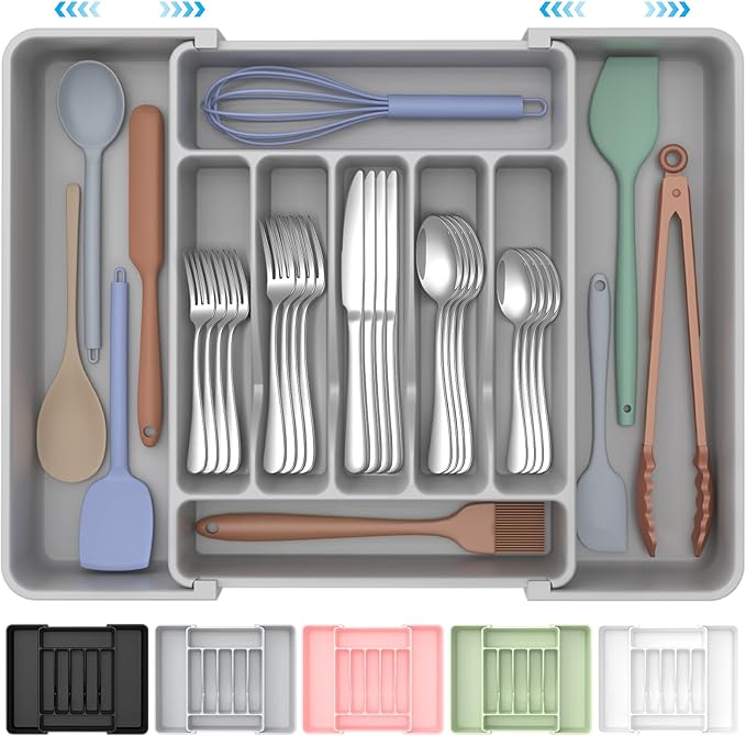 ukeetap Extra Large Expandable Silverware Organizer, BPA-Free Food-Safe Cutlery by ukeetap