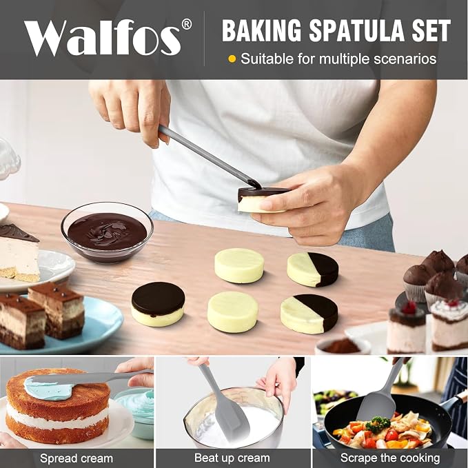 Walfos Silicone Spatula -5 Pieces Heat Resistant Kitchen Spoon Spatulas（600°F) - Image 2