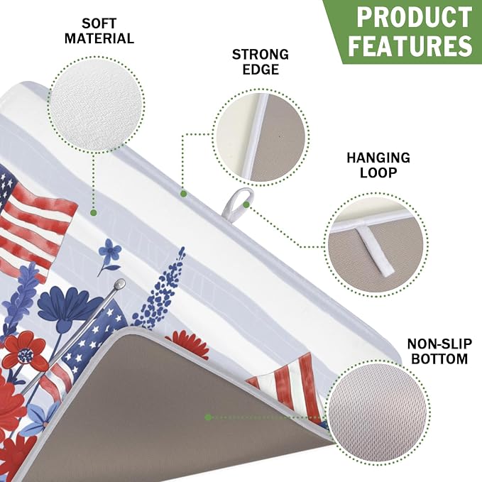 Patriotic Floral Dish Drying Mat - Image 3