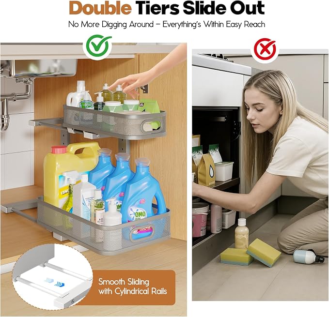 2 Pack 19.3IN-Depth Under Sink Organizer - Image 3
