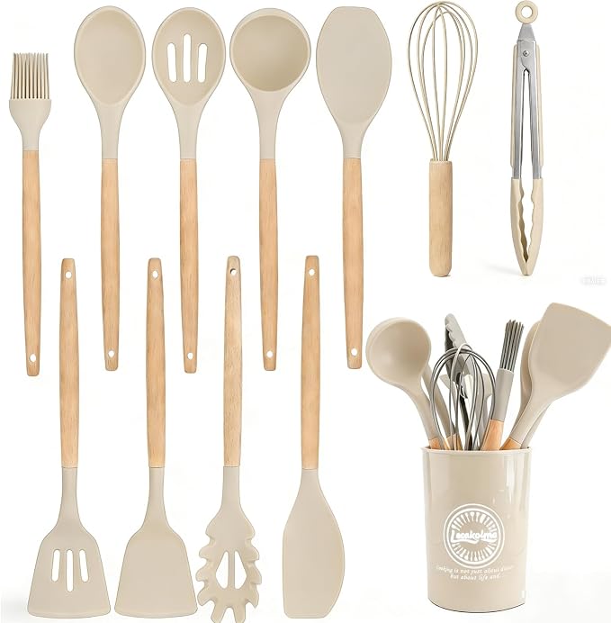 Silicone Cooking Utensil Set, Nonstick Kitchen Utensils 446°F Heat-Resistant by Unknown