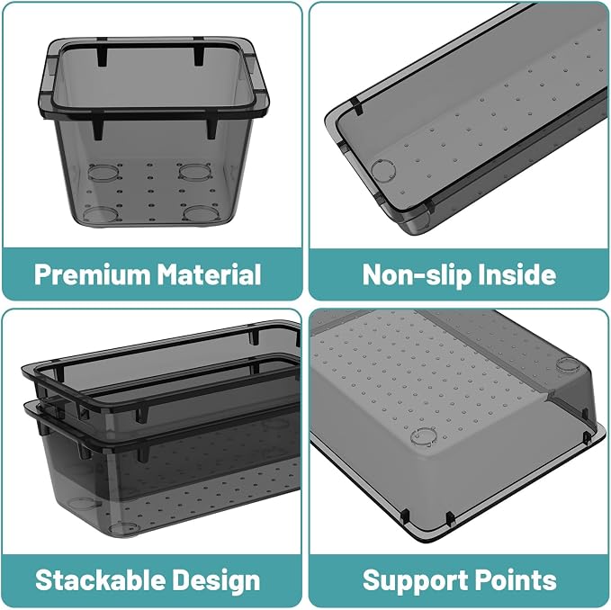 WOWBOX 32 PCS Clear Plastic Drawer Organizer Set, 4 Sizes Desk Drawer - Image 3