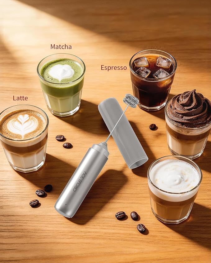 CIRCLE JOY Rechargeable Milk Frother Hanheld, Dual Coil Whisk Head Electric - Image 6