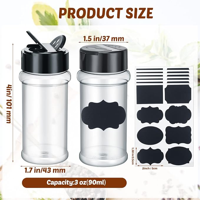 Eccliy 36 Pack 3 oz Clear Plastic Spice Jars - Image 3