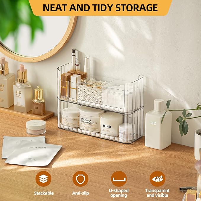 PAVSTINE 2-Tier Stackable Medicine Cabinet Organizer, Narrow Bathroom Makeup - Image 6