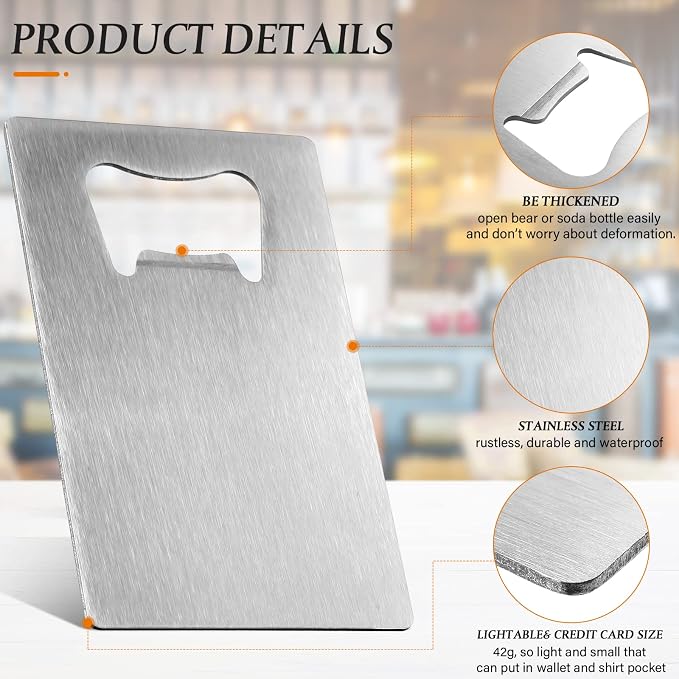 40 Pieces Credit Card Bottle Opener Stainless Steel Poker Wallet Bottle Opener - Image 3