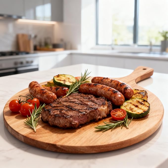 ZeQi Round Acacia Wood Cutting Board - Image 7