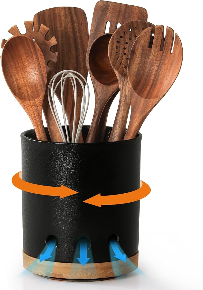 LoeJan 360° Rotating Ceramic Utensil Holder by LoeJan
