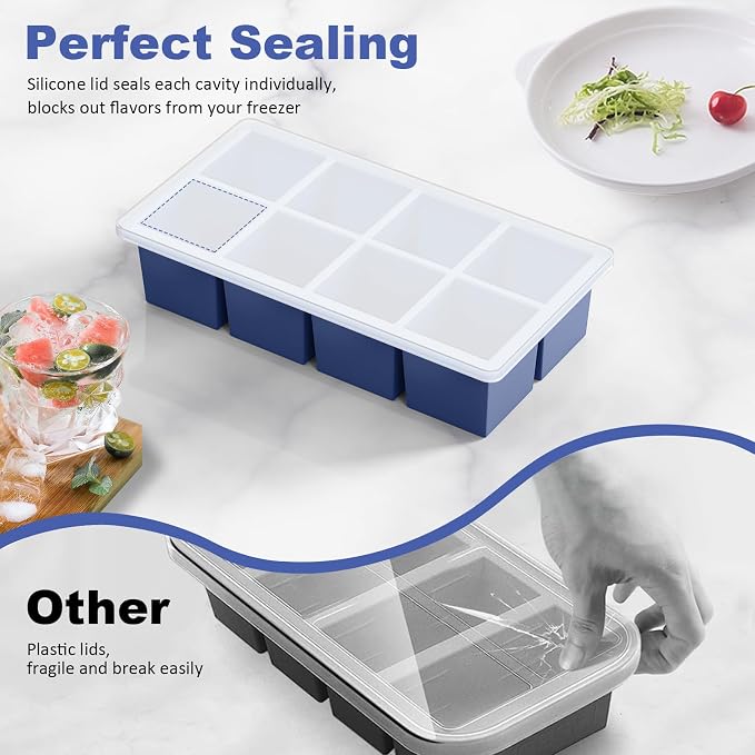 Large Ice Cube Trays for Whiskey: GGOW Big Silicone Ice Cube Trays 2Inch- Huge - Image 3
