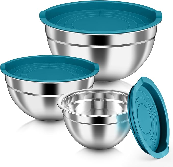 HaWare Mixing Bowls with Airtight Lids, 6-Piece Stainless Steel Salad Bowls by HaWare