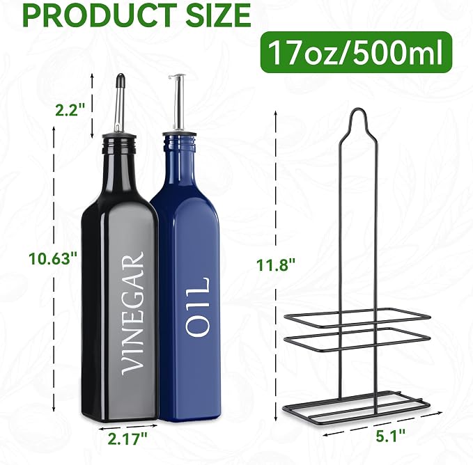 Vakoo Oil and Vinegar Dispenser Set - 17oz/500ml - Image 8