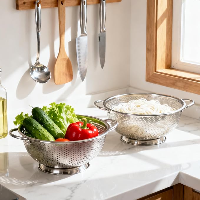 304 Stainless Steel Colander, Micro-Perforated 5-Quart Strainer - Image 7