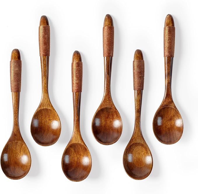 6 PCS Wooden Spoons for Honey, 6.7 inch Small Wooden Spoons by HEFILD