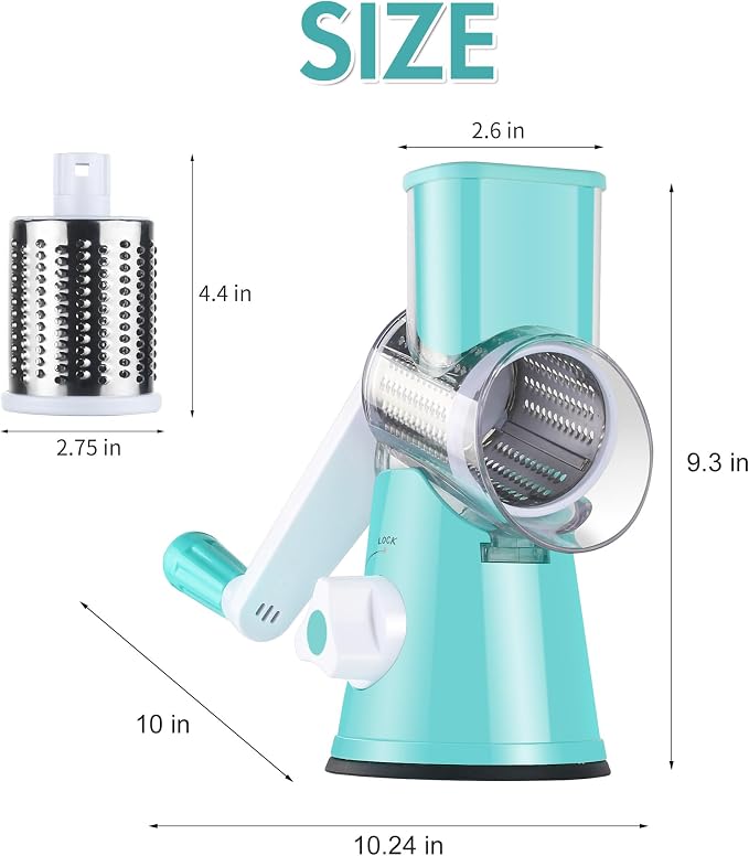 Ourokhome Rotary Cheese Grater Hand Crank, Kitchen Shredder Speed Mandolin - Image 8