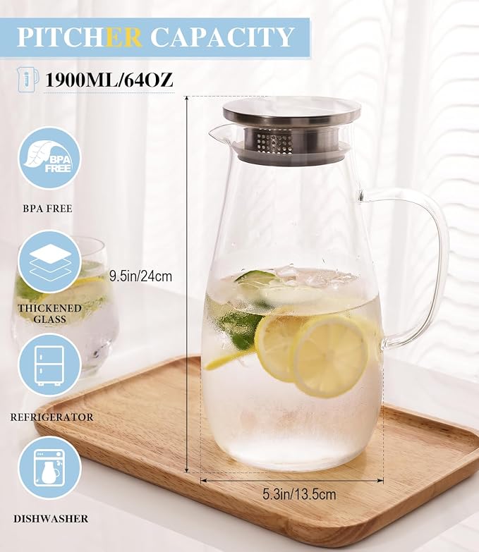 Glass Pitcher, Glass Water Pitcher - Image 2