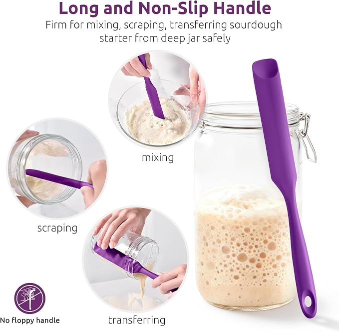 U-Taste Silicone Jar Spatula for Sourdough Starter: Long Skinny Food-Grade Jam - Image 3