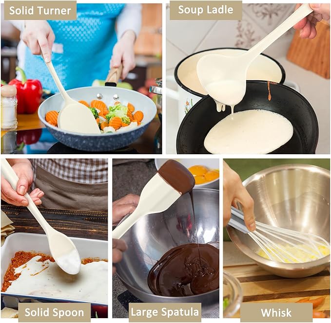 10 Pack Kitchen Utensils Set for Cooking, Leonyo Silicone Cooking Utensils Set - Image 4