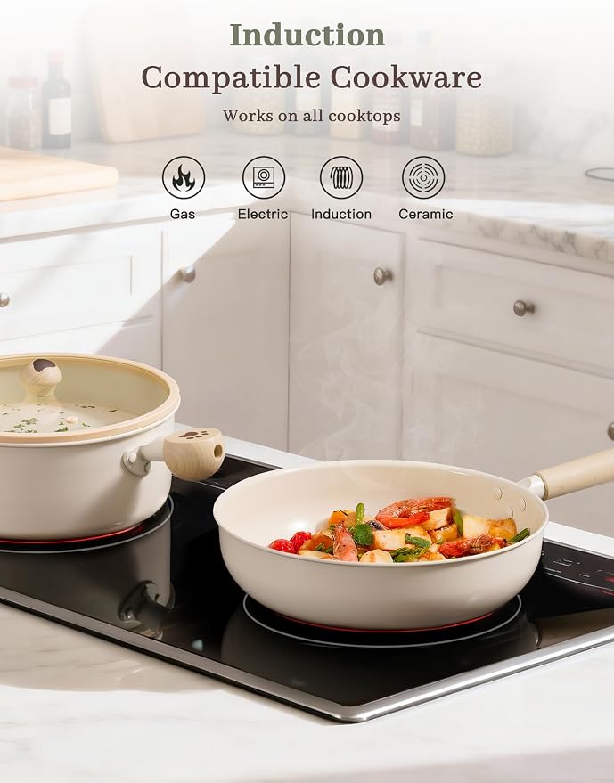 Astercook Pots and Pans Set Non Stick, Ceramic Cookware Set Non Toxic - Image 4