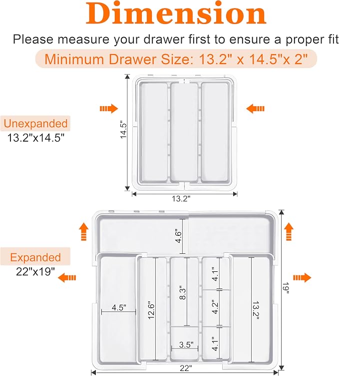 Spaclear Large Utensil Drawer Organizer Expandable Silverware Organizer - Image 4