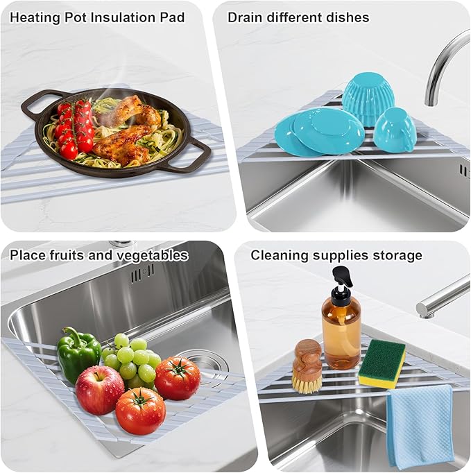 HANZENMA Triangular Sink Rack, Foldable Sink Drying mat, Heat-Resistant - Image 3