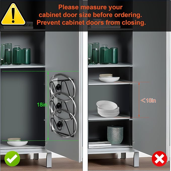 2 Pack Pot Lid Organizer, 6-Tier Pots and Pans Lid Organizer Under Cabinet - Image 2