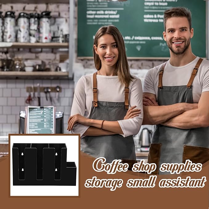 Cunhill 4 Compartments Acrylic Coffee Cup and Lid Storage Organizer Holder - Image 6
