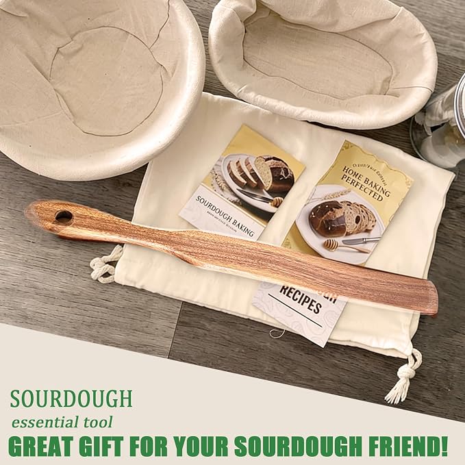 2pcs Wood Spurtle for Sourdough Starter, Reaching Bottom of Jar, Dough Whisk - Image 5