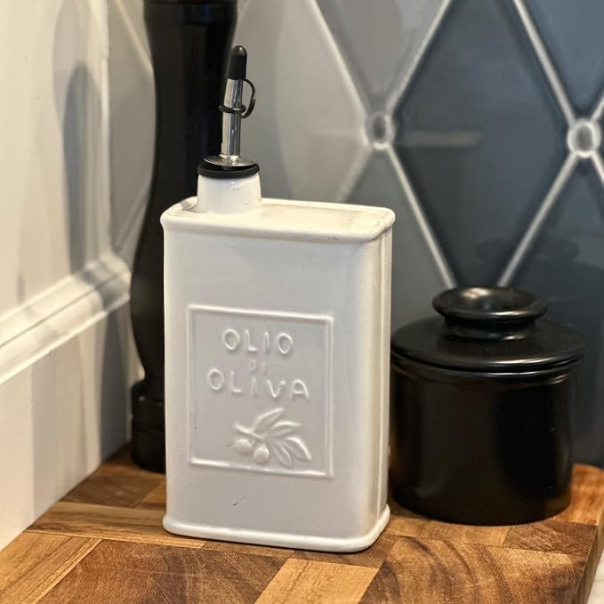 Fox Run White Ceramic Oil Can, 17 oz/500 ML Olive Oil Dispenser - Image 3