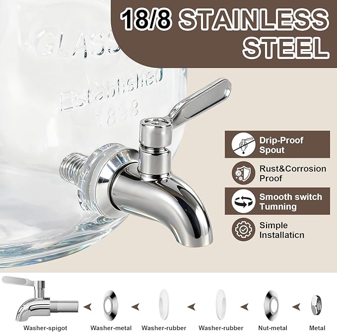 1 Gallon Glass Drink Dispensers - Image 5