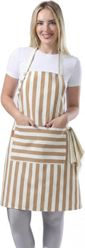 TOSHEX Kitchen Apron Waterdrop Resistant Cotton Apron by TOSHEX