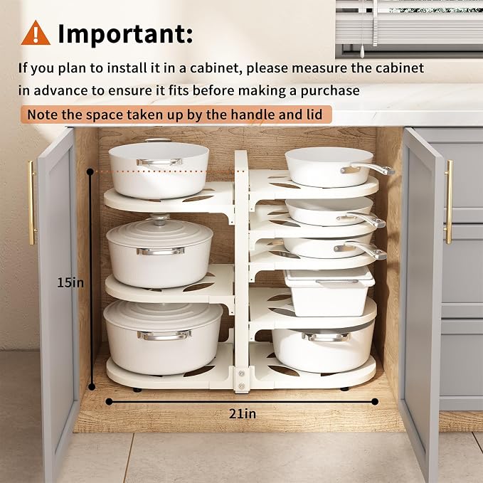 Adjustable Heavy Duty Pots and Pans Organizer Under Cabinet, 8-Tier Pot and Pan - Image 5