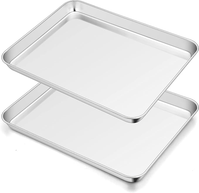 TeamFar Toaster Oven Pan Set of 2, Stainless Steel Toaster Oven Baking Tray by TeamFar