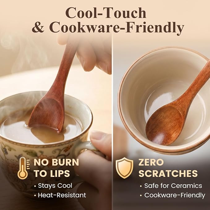 HANSGO 12PCS Small Wooden Spoons, 5 Inches Honey Spoon - Image 4
