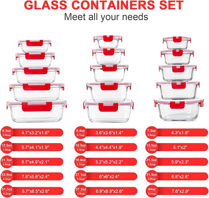 KOMUEE 30 Pieces Glass Food Storage Containers Set, Meal Prep Containers Set - Image 2