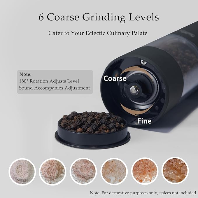 Electric Salt and Pepper Grinder Set, USB Rechargeable, Automatic Salt and - Image 6