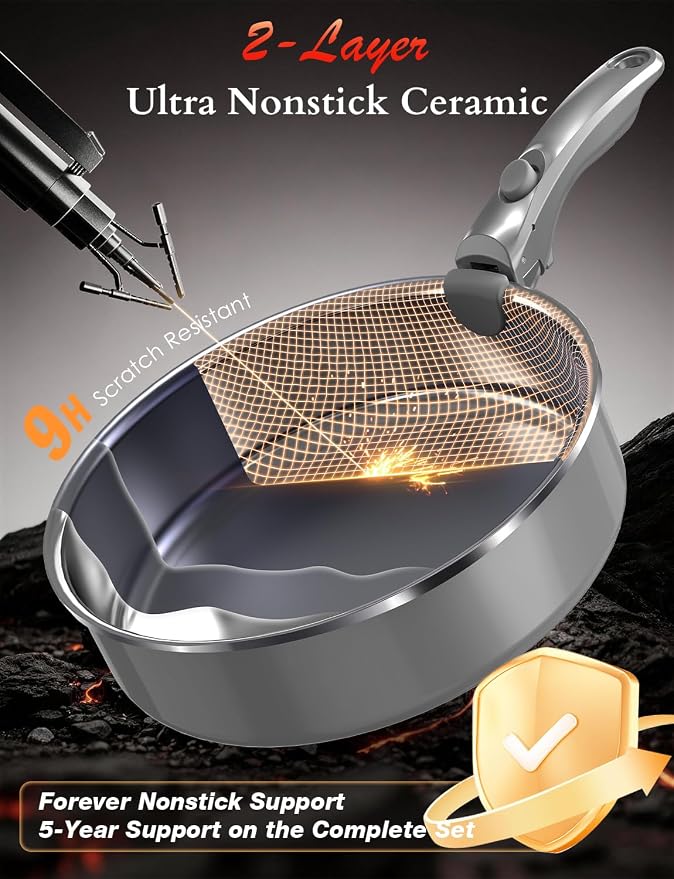 DUXANO Ceramic Pots and Pans Set Non Stick, 2026 Upgraded Hybrid Frypan - Image 4