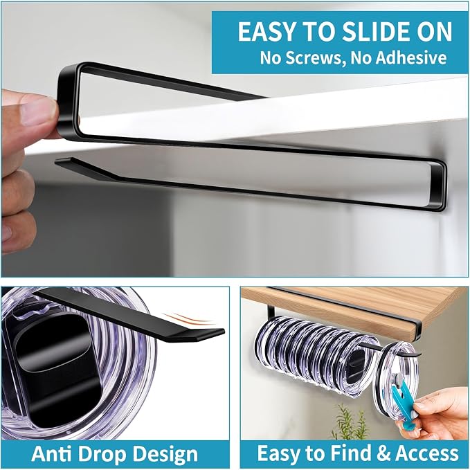 Shallow Tumbler Lid organizers for Cabinet, Space Saving Yeti Tumbler Lid Holder - Image 5