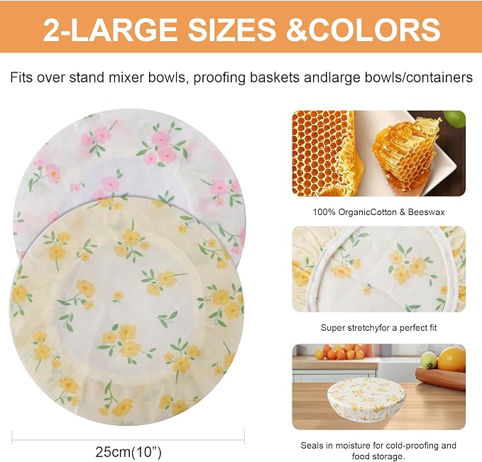 2Pcs Reusable Bowl Covers for Bread Proofing - Image 2
