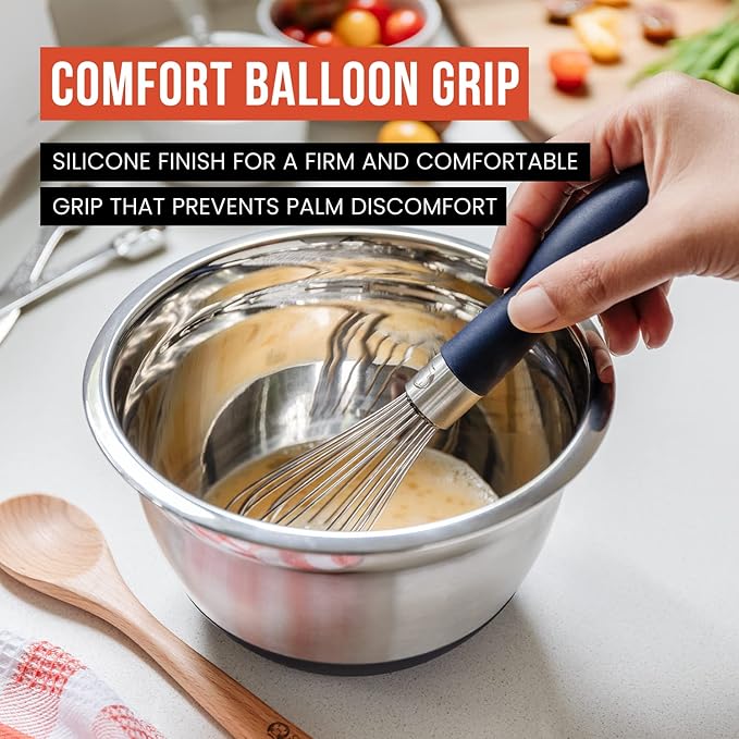 Chef Pomodoro 3-Piece Kitchen Whisk Set, Stainless Steel Whisks - Image 3