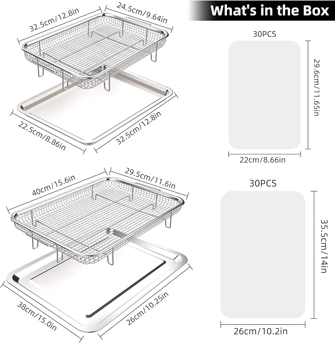 Air Fryer Basket, OPENICE 2 Set Air Fryer Pan and Crisper Tray - Image 2