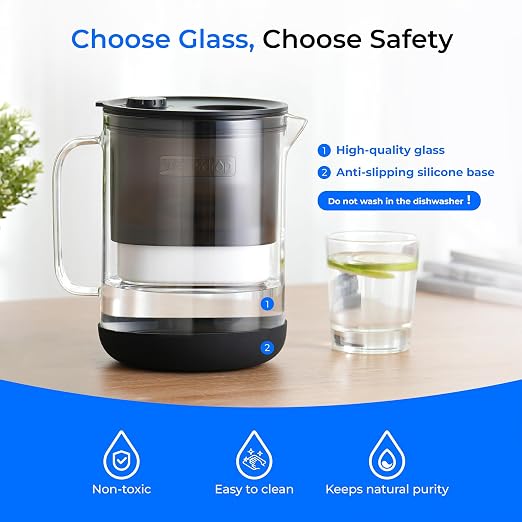 Waterdrop PT-72BL Glass Water Filter Pitcher, Eco-Friendly, NSF/ANSI 53 - Image 2