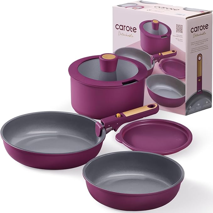 CAROTE Ceramic Pots and Pans Set, Nonstick Cookware Set Detachable Handle - Image 9