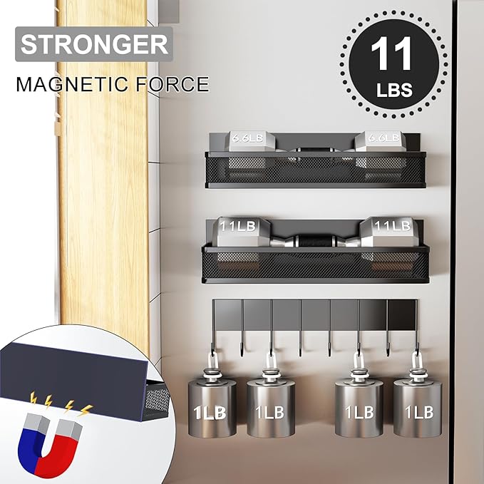 Aufworld Magnetic Spice Rack for Refrigerator, 3 Pack Magnetic Shelf, Moveable - Image 3
