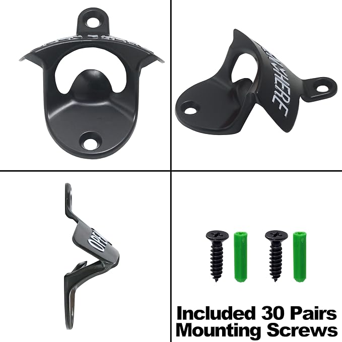 30 PCS Stainless Bottle Opener Wall Mount Black Bulk Beer Soda Cap Opener - Image 4