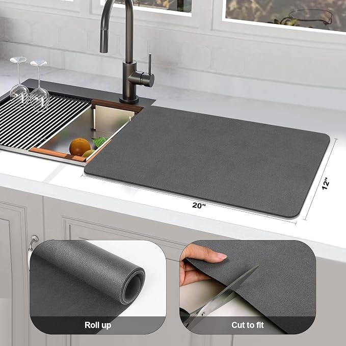 Findosom Dish Drying Mat, Cuttable Drying Mat - Image 2