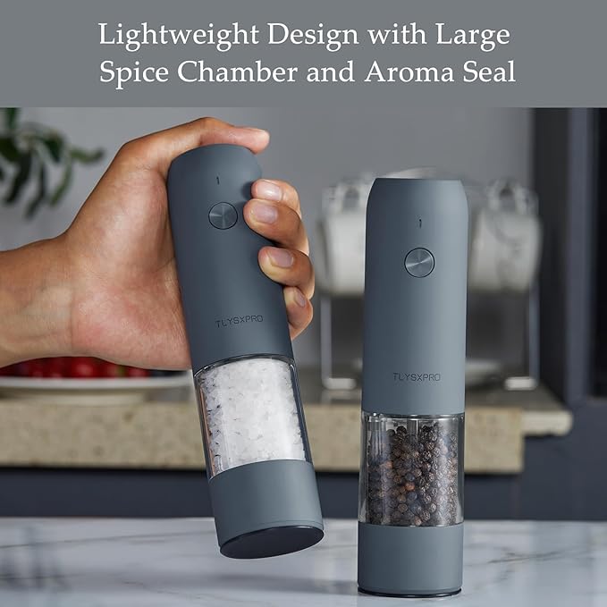 Electric Salt and Pepper Grinder Set, USB Rechargeable, Automatic Salt and - Image 4