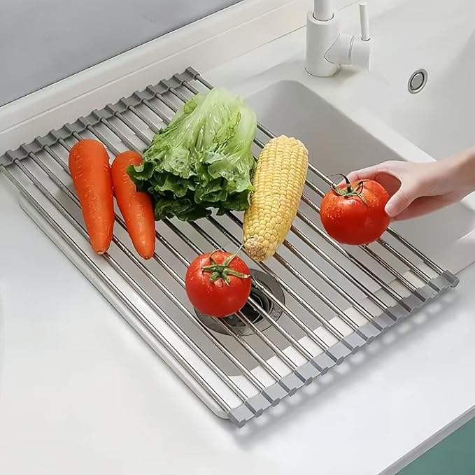 Roll Up Dish Drying Rack, 19.7" x 15.8" Over The Sink Dish Drying Rack - Image 3