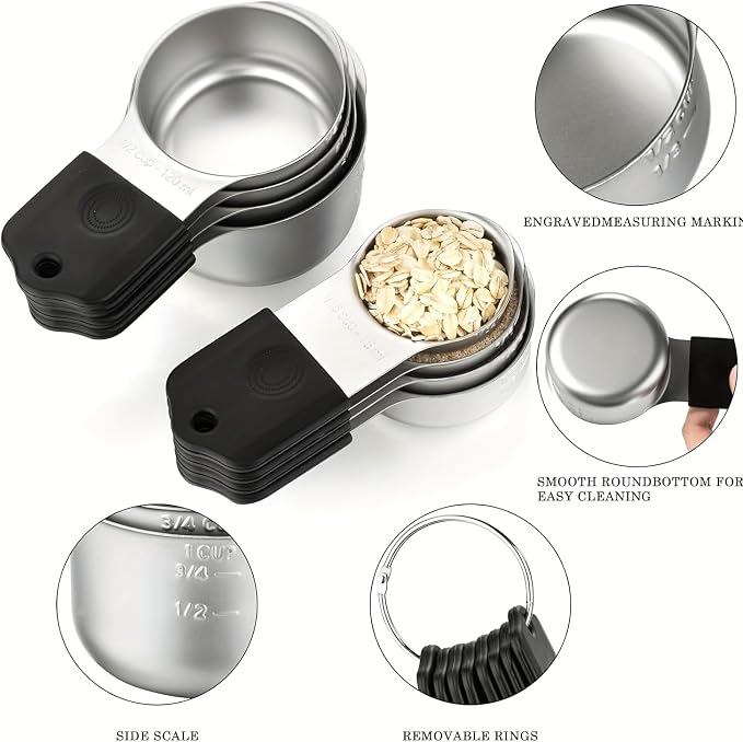 Magnetic Measuring Cups, Stainless Steel Kitchen Aid Cups Measuring set - Image 5