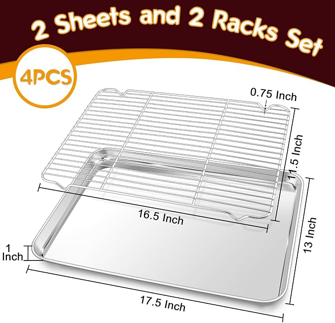 P&P CHEF 17.5 Inch Stainless Steel Baking Sheet - Image 2