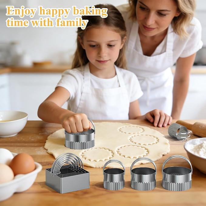 Biscuit Cutter Set of 10 pcs, Square and Fluted Cookie Cutter Set - Image 7